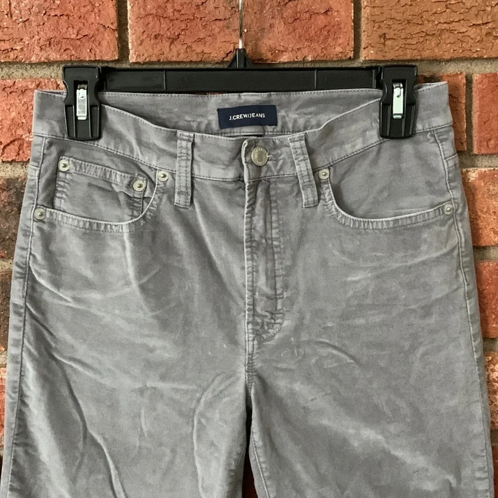 J. Crew Gray Velour 9” High-rise Toothpick Pants